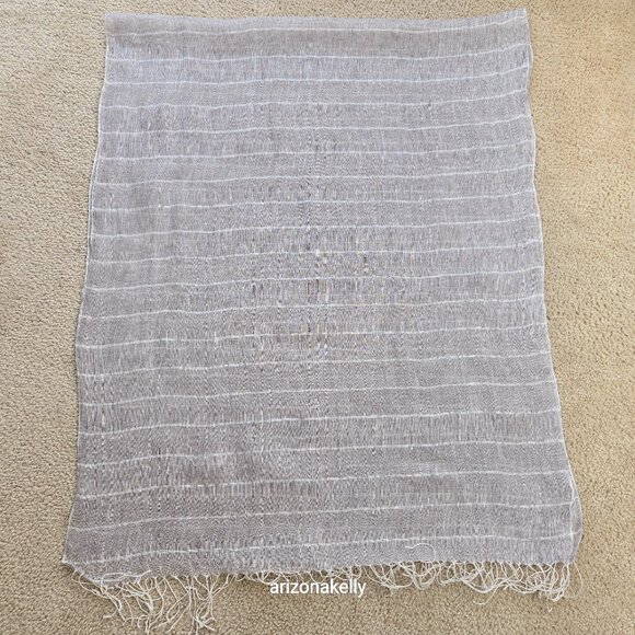 Accessories - Linen Scarf Tan With White Stripes